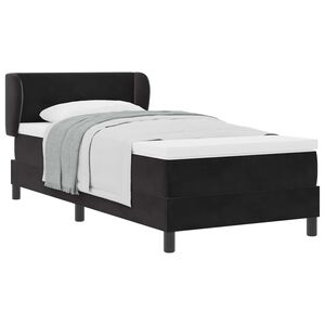 vidaXL Postelja z vzmetnico z vzglavjem Črna 90 x 190 cm Žamet