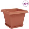 vidaXL Lončki za rastline 24 kos Kamnito rdeča Plastika