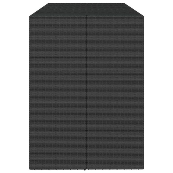 vidaXL Barska miza s stekleno ploščo črna 185x80x110 cm poli ratan