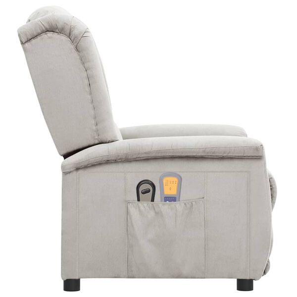 vidaXL Električni masažni stol svetlo siva tkanina iz mikrovlaken