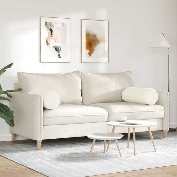 vidaXL Blazine 2 pcs krema Ø 25 x 70 cm Žametna tkanina