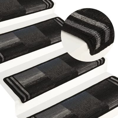 vidaXL Samolepilne preproge za stopnice 15 kosov 65x25 cm črne in sive