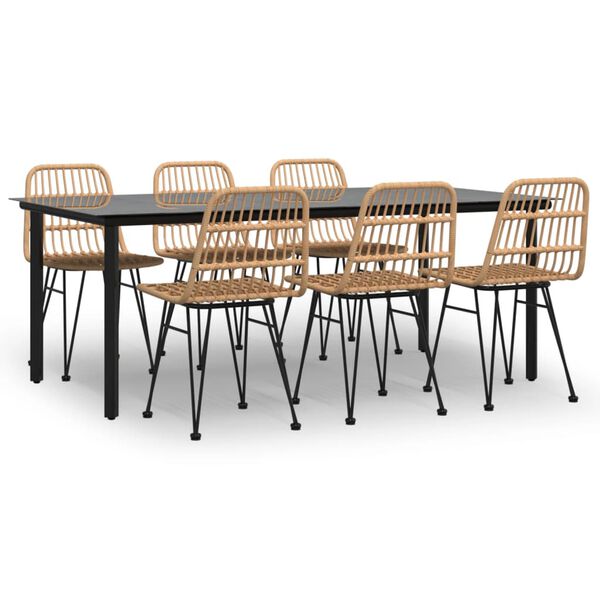 vidaXL Vrtna jedilna garnitura 7-delna poli ratan