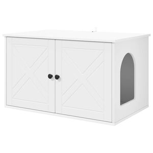 vidaXL Mačja hi&scaron;a Bela 85 x 55 x 50,5 cm Inženirski les