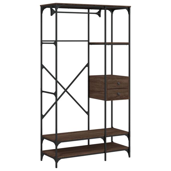 vidaXL Garderobna omara s predali rjavi hrast 100x40x180 cm inž. les