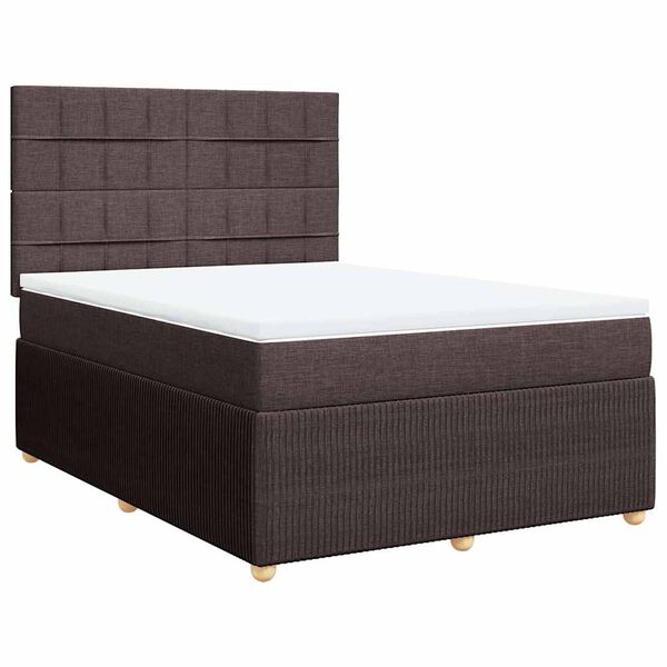 vidaXL Box spring postelja z vzmetnico temno rjav 140x190 cm blago