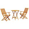 vidaXL Zložljiv bistro set 3 kos Rjava Masiven les akacije