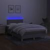 vidaXL Box spring postelja z vzmetnico LED sv. siva 120x190 cm blago