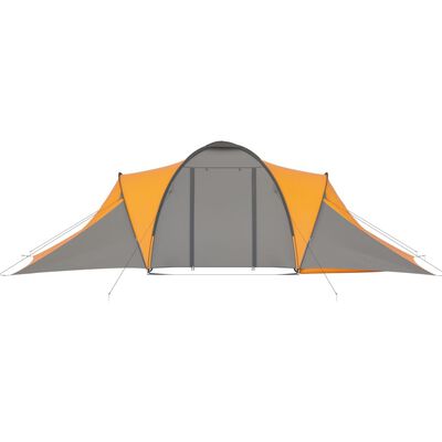 vidaXL Šotor za kampiranje za 6 oseb siv in oranžen