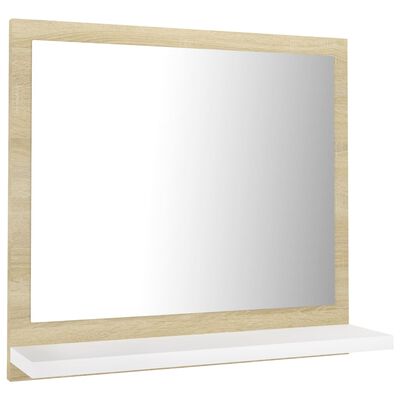 vidaXL Kopalniško ogledalo belo in sonoma 40x10,5x37 cm iverna pl.
