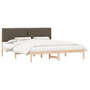 vidaXL Posteljni okvir z oblazinjenim vzglavjem Taupe 180 x 200 cm