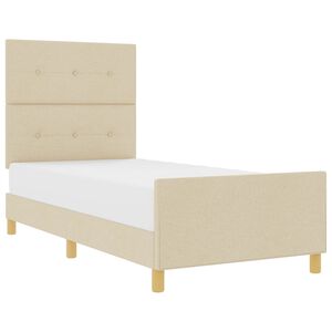 vidaXL Konstrukcija postelje z vzglavjem krema 90 x 190 cm blago