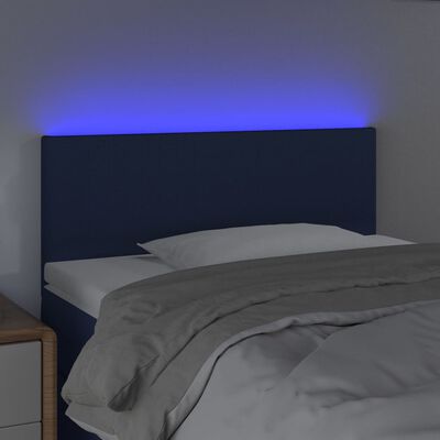 vidaXL LED posteljno vzglavje modro 90x5x78/88 cm blago