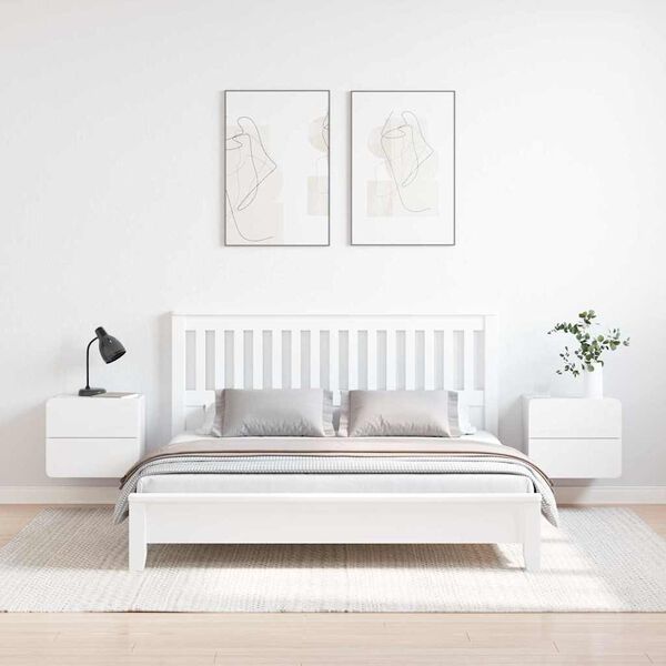 vidaXL Nočna omarica 2 pcs Bela 39 x 34 x 33 cm Trdna borovina