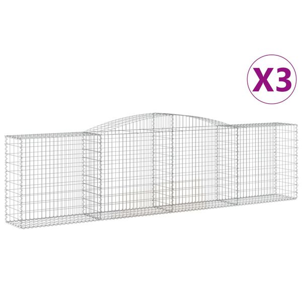 vidaXL Obokane gabion košare 3 kosi 400x50x100/120cm pocinkano železo