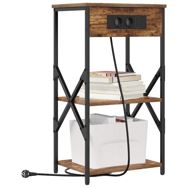 vidaXL Nočna omarica Dimljeni oreh 41 x 31 x 76 cm Konstruiran les