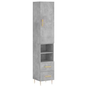 vidaXL Visoka omara betonsko siva 34,5x34x180 cm inženirski les