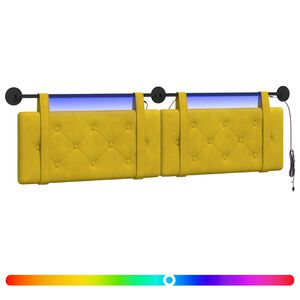 vidaXL Viseče vzglavje postelje Z LED svetlobo Rumena Žamet