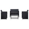 vidaXL Vrtna sedežna garnitura z blazinami 4-delna poli ratan črna
