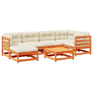 vidaXL Vrtna sedežna garnitura 7-delna z blazinami vo&scaron;čeno rjava