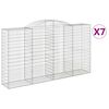 vidaXL Obokane gabion košare 7 kosi 300x50x160/180 cm pocinkano železo