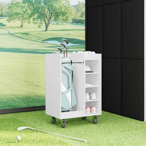 vidaXL Golf omara s kolesom Enobarvno Bela 65 x 45 x 98 cm