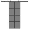 vidaXL Drsna vrata z opremo 90x205 cm kaljeno steklo in aluminij