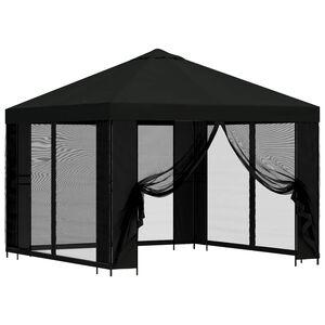 vidaXL Vrtni gazebo s stranskimi stenami 3 x 3 m Črna