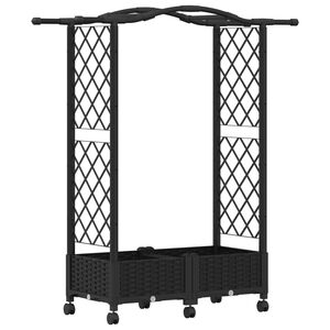 vidaXL Dvignjeno leži&scaron;če s trellisom in streho Črna 124 x 40 x 129 cm