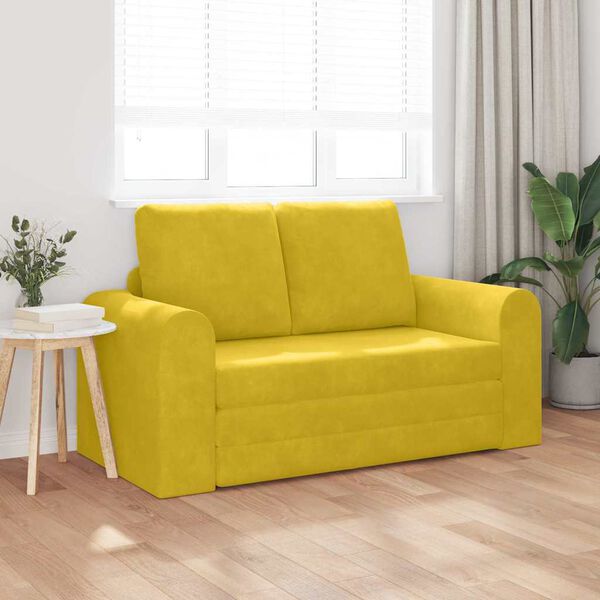vidaXL Sofa postelja 60cm Rumena Žamet