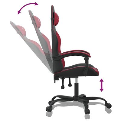 vidaXL Vrtljiv gaming stol črno in vinsko rdeče umetno usnje