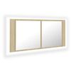 vidaXL LED kopalni&scaron;ka omarica z ogledalom sonoma hrast 100x12x45 akril