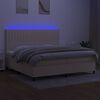 vidaXL Box spring postelja z vzmetnico LED krem 200x200 cm blago