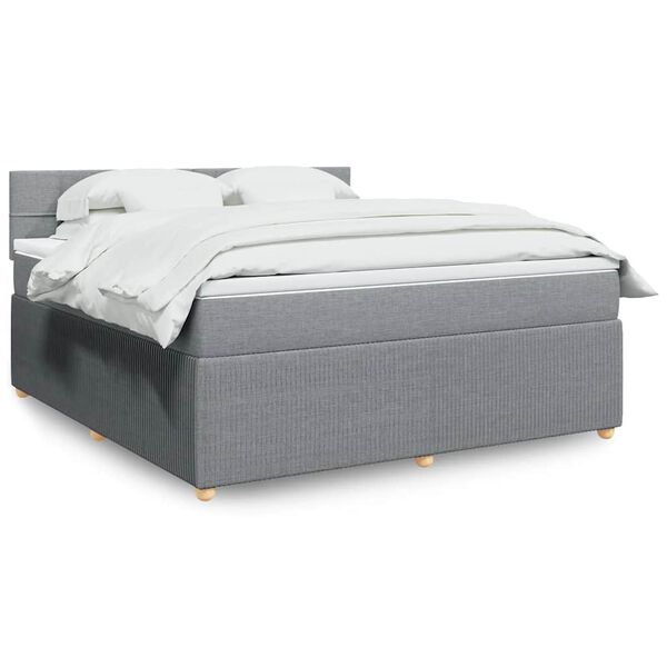 vidaXL Box spring postelja z vzmetnico svetlo siva 180x200 cm blago