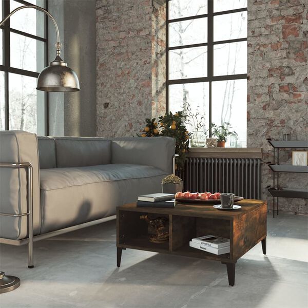 vidaXL Klubska mizica dimljeni hrast 60x60x30 cm iverna plo&scaron;ča