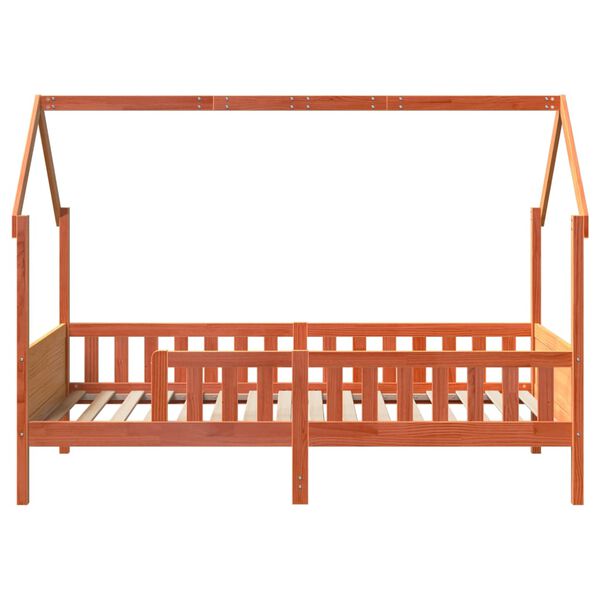 vidaXL Otroški posteljni okvir voščeno rjav 90x190 cm trdna borovina