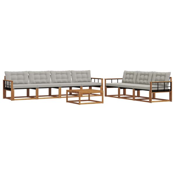 vidaXL Zunanja garnitura za sedenje 8 pcs Naravna in svetlo siva