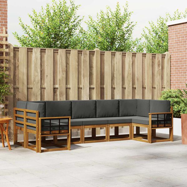 vidaXL Zunanja garnitura za sedenje 7 pcs Naravna in antracitna