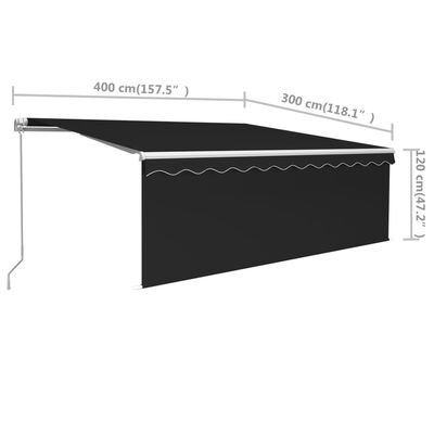 vidaXL Ročno zložljiva tenda s senčilom 4x3 m antracitna