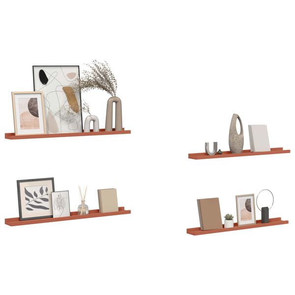 vidaXL Stenska polica 4 pcs Rdeča 80 x 9 x 3 cm Konstruiran les