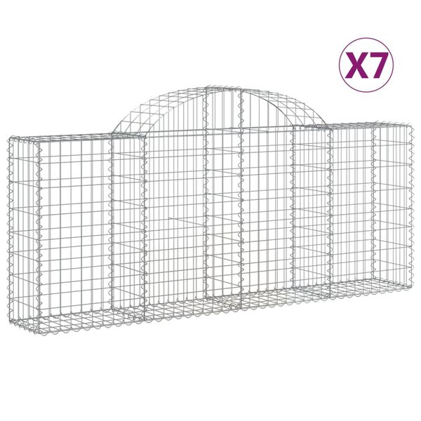 vidaXL Obokane gabion košare 7 kosov 200x30x80/100 cm cinkano železo