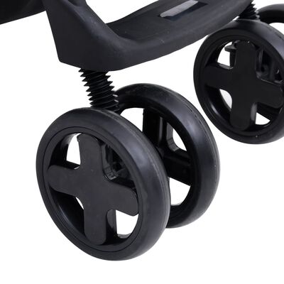 vidaXL Otroški voziček 3 v 1 temno siv in črn jeklen