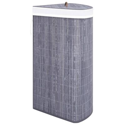 vidaXL Kotna košara za perilo iz bambusa siva 60 L