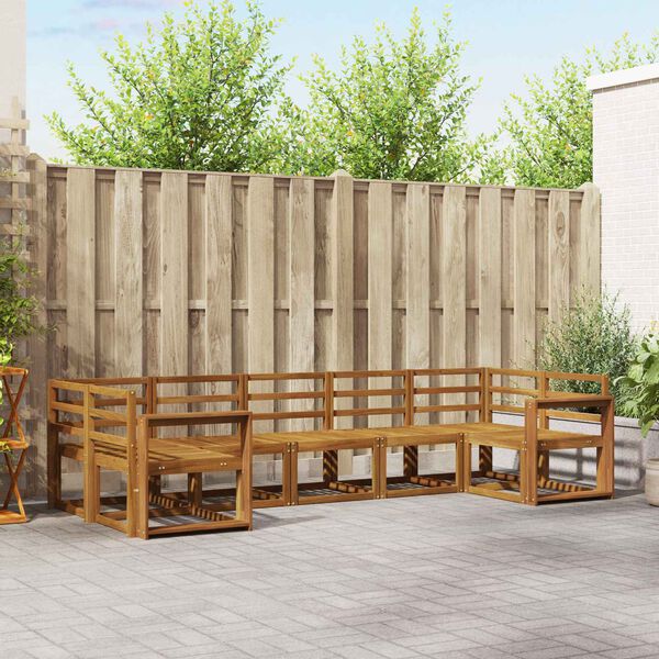 vidaXL Zunanja garnitura za sedenje 7 pcs Naravna Masiven les akacije