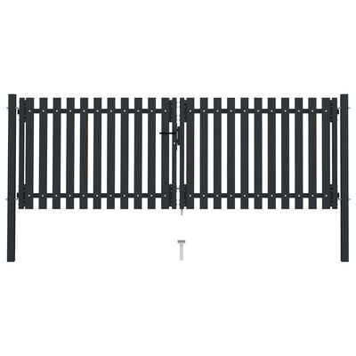 vidaXL Dvojna vrata za ograjo iz jekla 306x150 cm antracitna