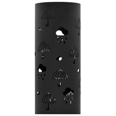 vidaXL Stojalo za dežnike iz jekla črne barve