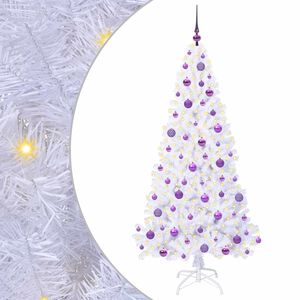 vidaXL Umestno božično drevo med 300 LED Bela 180 cm PVC in jeklo