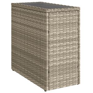 vidaXL Vrtna miza z leseno mizno plo&scaron;čo siva 58x27,5x55 cm poli ratan
