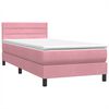 vidaXL Box spring postelja z vzmetnico LED Pink 100x220 cm Velvet