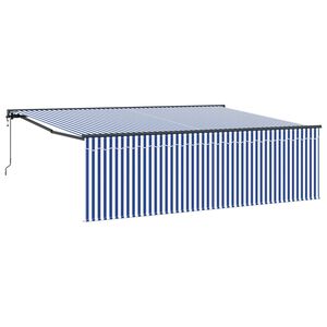 vidaXL Vlečna tenda Modra in bela 400 &times; 300 cm Poliester in aluminij